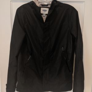 Black rain coat, wind breaker